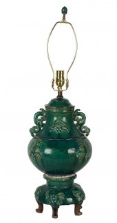 CHINESE GREEN GLAZED CERAMIC U