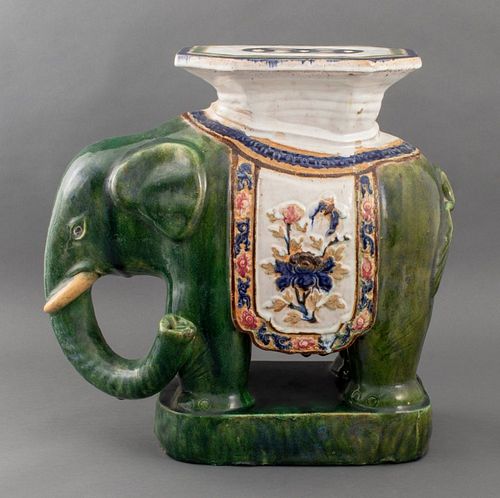 CHINESE GREEN GLAZED ELEPHANT