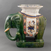 CHINESE GREEN GLAZED ELEPHANT