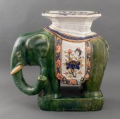 CHINESE GREEN GLAZED ELEPHANT