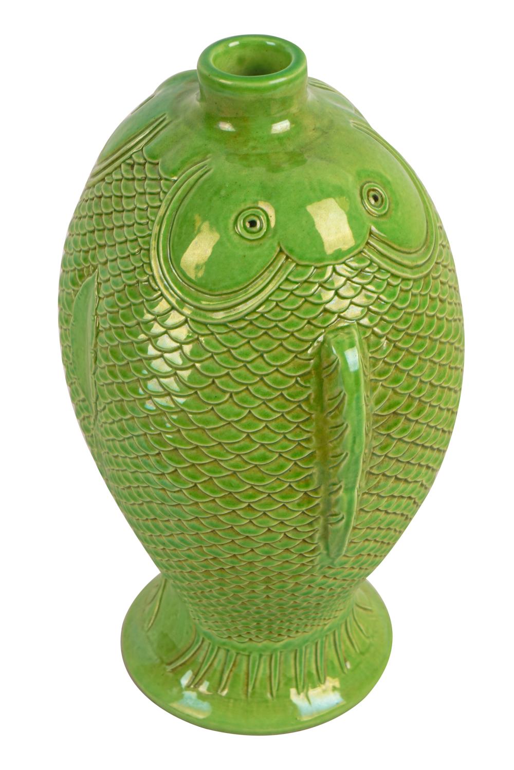 CHINESE GREEN GLAZED 'FISH' FORM