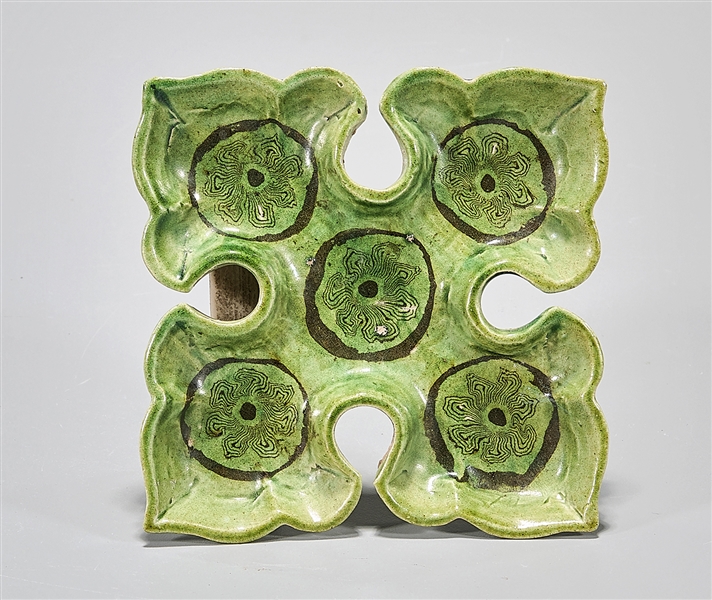 Chinese green glazed footed ceramic