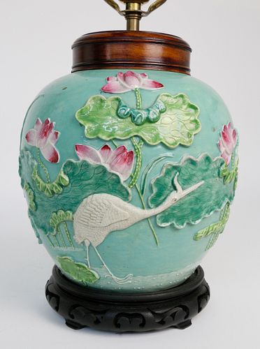 CHINESE GREEN GLAZED GINGER JAR