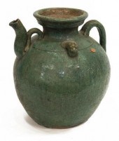 CHINESE GREEN GLAZED POTTERY W
