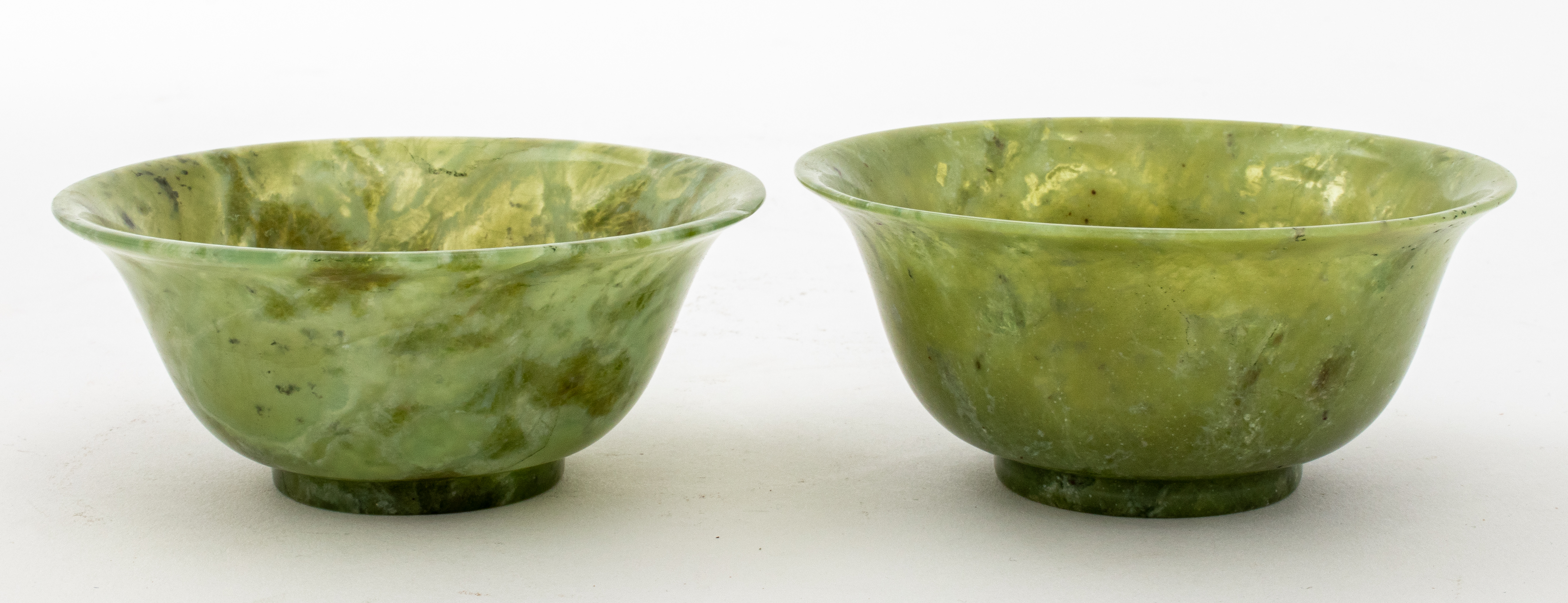 CHINESE GREEN JADE BOWLS, PAIR Pair