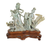 CHINESE GREEN JADE CARVING OF
