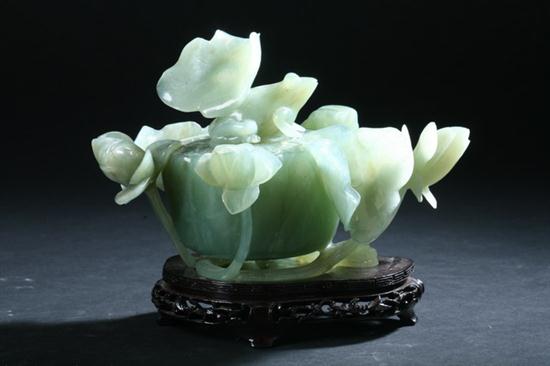 CHINESE GREEN JADE CENSER AND