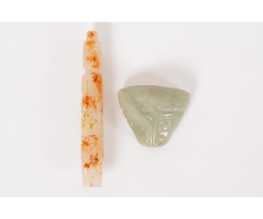 Chinese green jade stone carving;