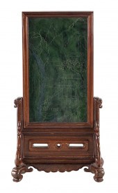 CHINESE GREEN JADE TABLE SCREE