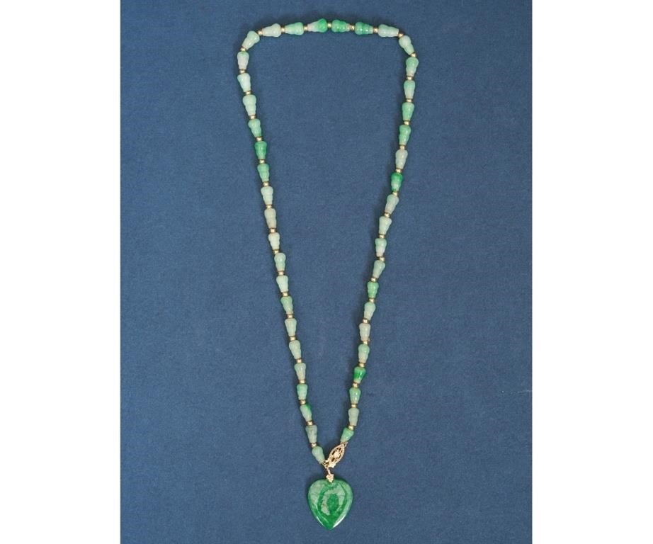 Chinese green jadite necklace