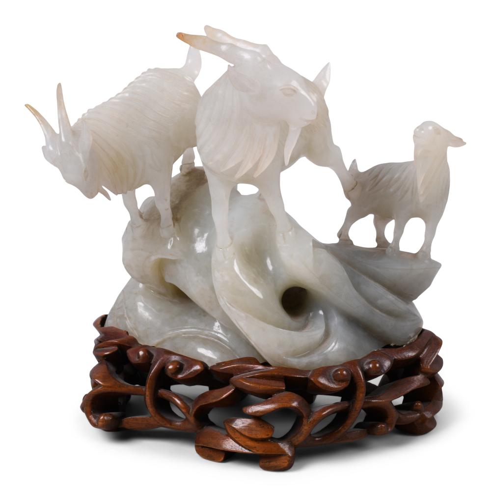 CHINESE GREY AND CELADON JADE MODEL