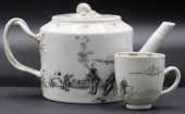CHINESE GRISAILLE TEAPOT AND T