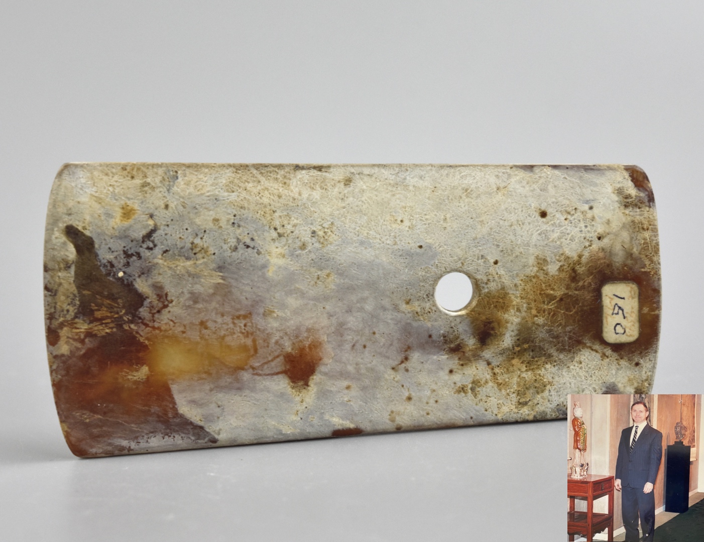 CHINESE HAN STYLE JADE AXE BLADE W/