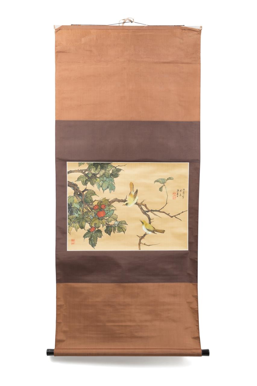 CHINESE HAND PAINTED PERSIMMON &