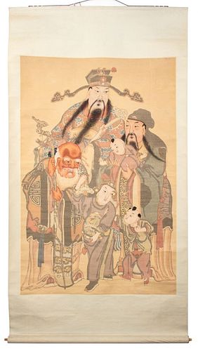 CHINESE HAND-PAINTED SCROLL OF 3