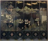 CHINESE HANDPAINTED BLACK LACQ