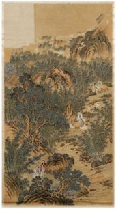 Chinese hanging scroll, ink an