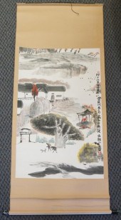 CHINESE HANGING SCROLL OF A PO