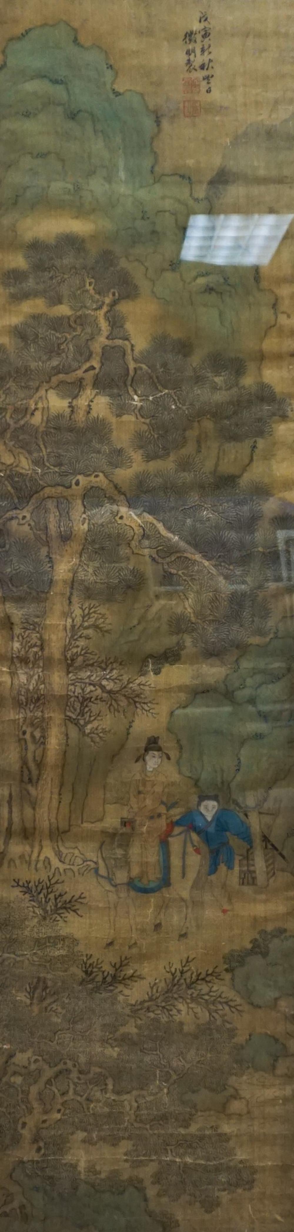 CHINESE HANGING SCROLL OF TRAVELERS