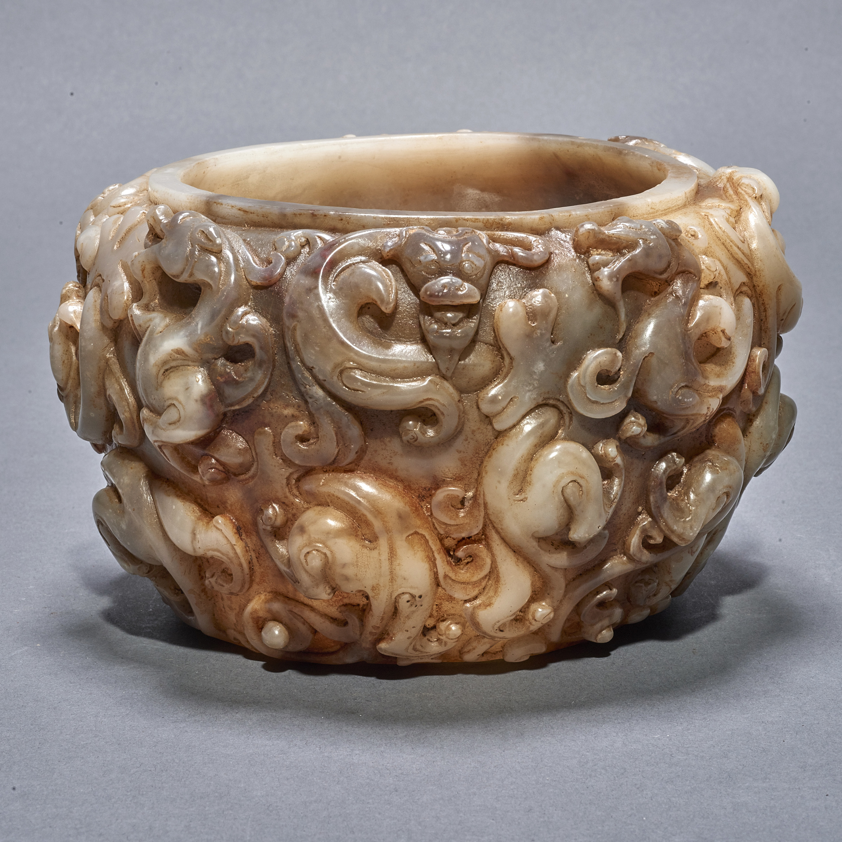 CHINESE HARDSTONE CARVED POT