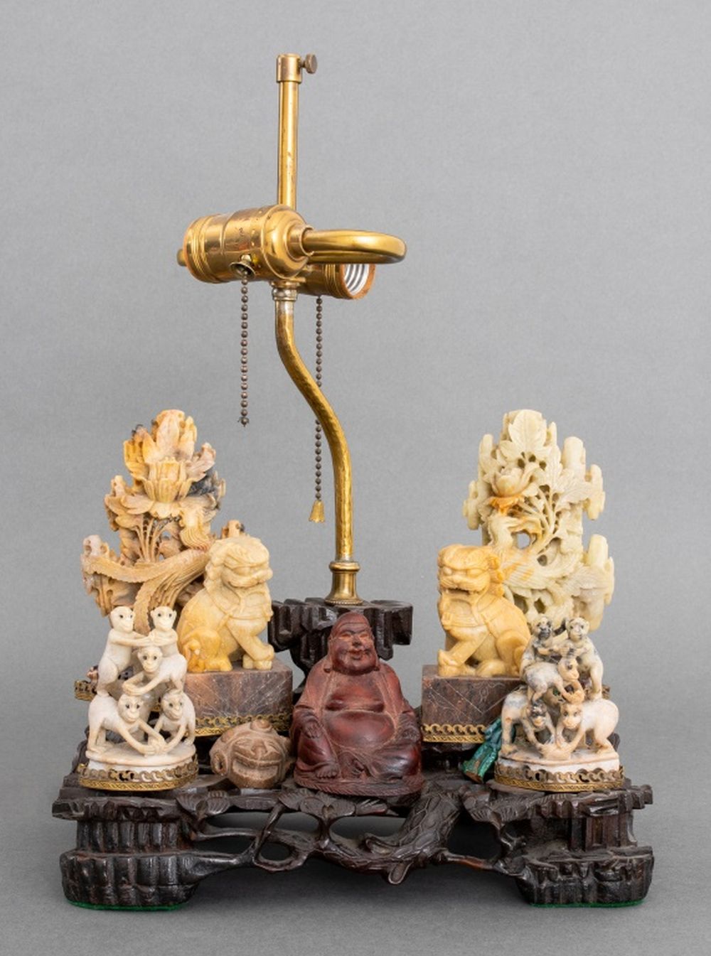 CHINESE HARDSTONE CARVING MOUNTED