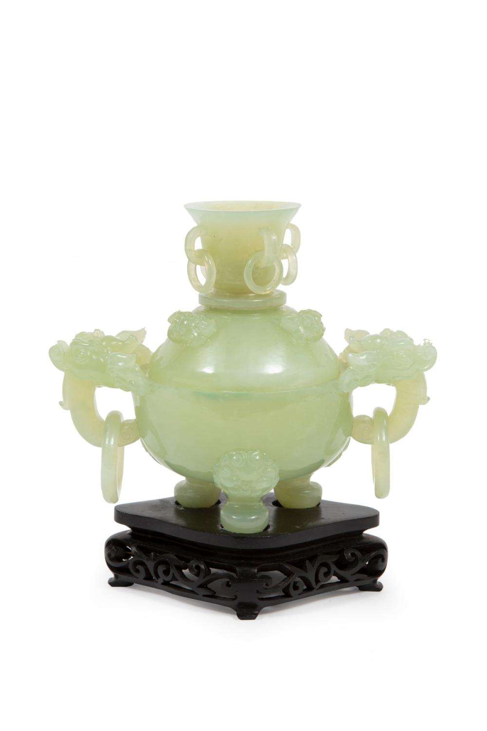 CHINESE HARDSTONE COVERED TRIPOD