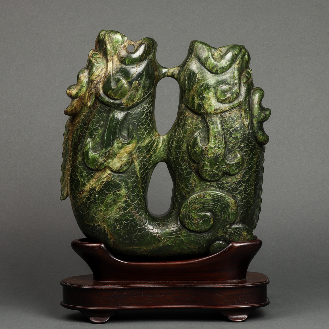 CHINESE HARDSTONE DOUBLE FISH