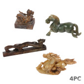 CHINESE HARDSTONE DRAGON & HOR