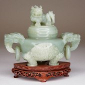 CHINESE HARDSTONE GREEN TRIPOD