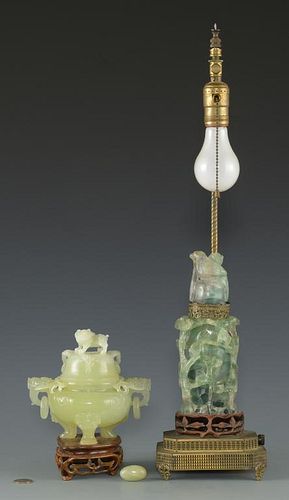 CHINESE HARDSTONE LAMP &