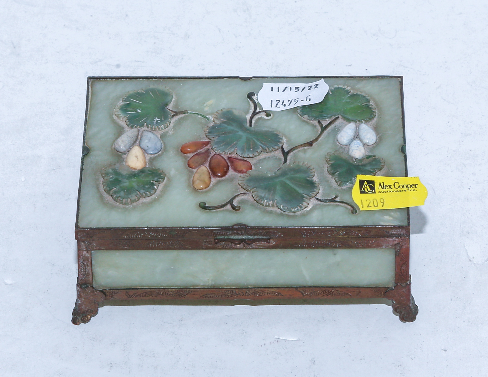 CHINESE HARDSTONE & METAL BOX Early