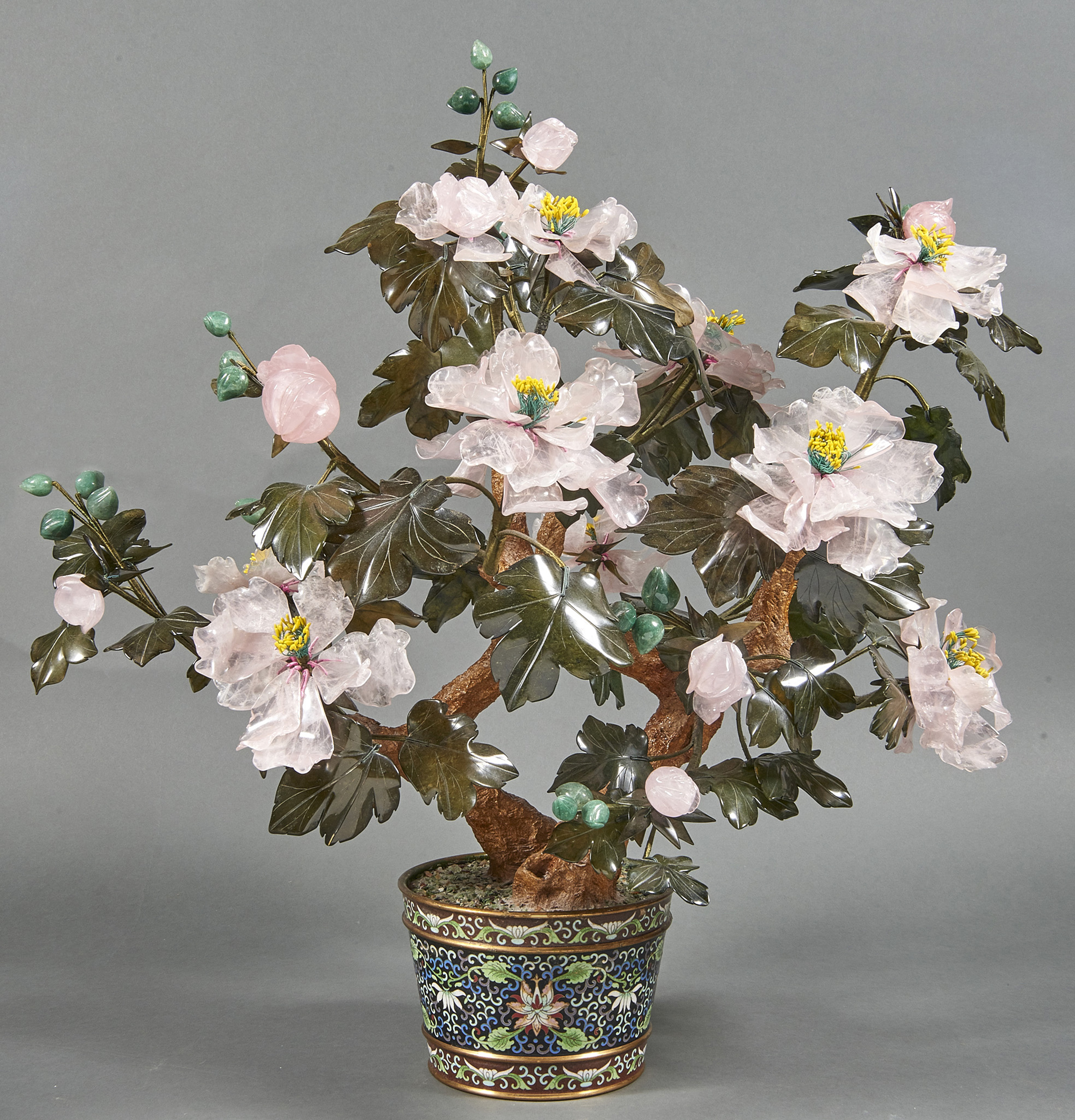CHINESE HARDSTONE MODEL OF A BONSAI