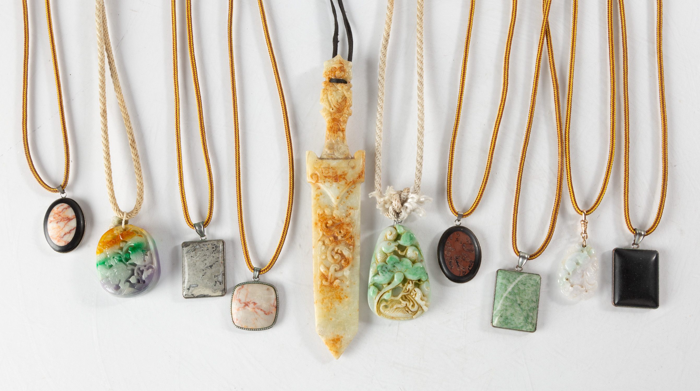 CHINESE HARDSTONE PENDANTS &