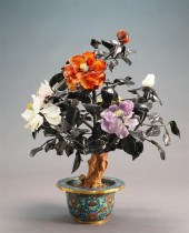 CHINESE HARDSTONE TOPIARY IN C