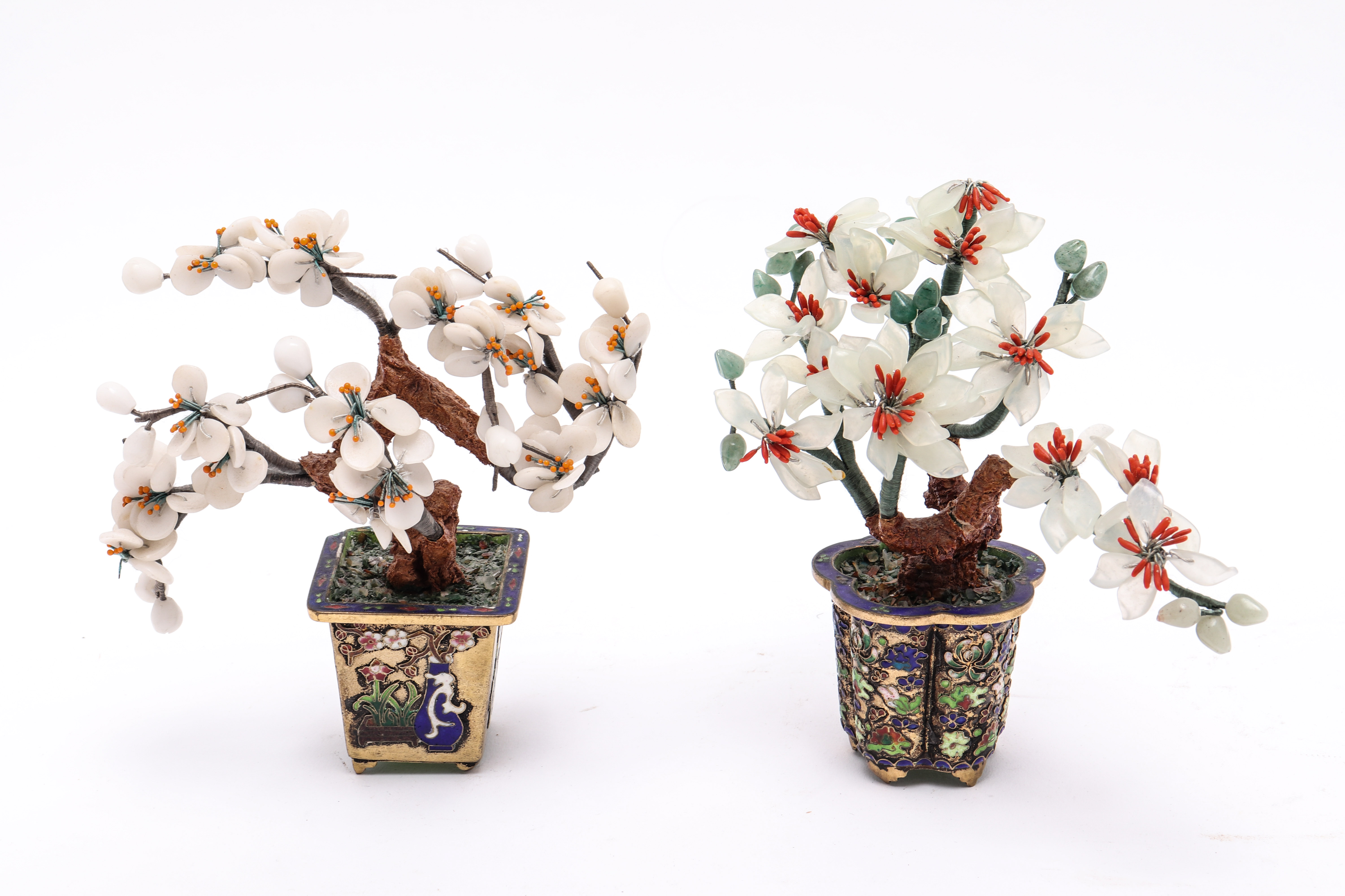 CHINESE HARDSTONE TREES IN