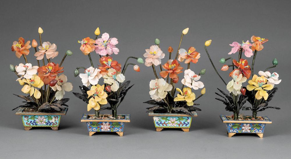 CHINESE HARDSTONE TREES IN
