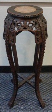 CHINESE HARDWOOD AND MARBLE IN