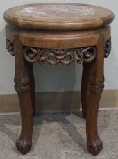 CHINESE HARDWOOD AND MARBLE IN