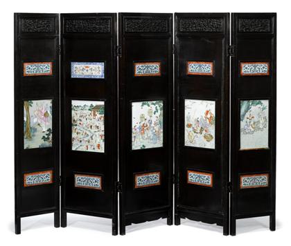 Chinese hardwood and porcelain