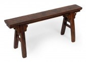 CHINESE HARDWOOD BENCH LATE 19