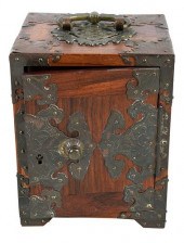 CHINESE HARDWOOD BRASS BOUND C