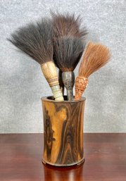 Chinese hardwood brush pot, 8”H x