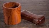 CHINESE HARDWOOD BRUSH POT AND