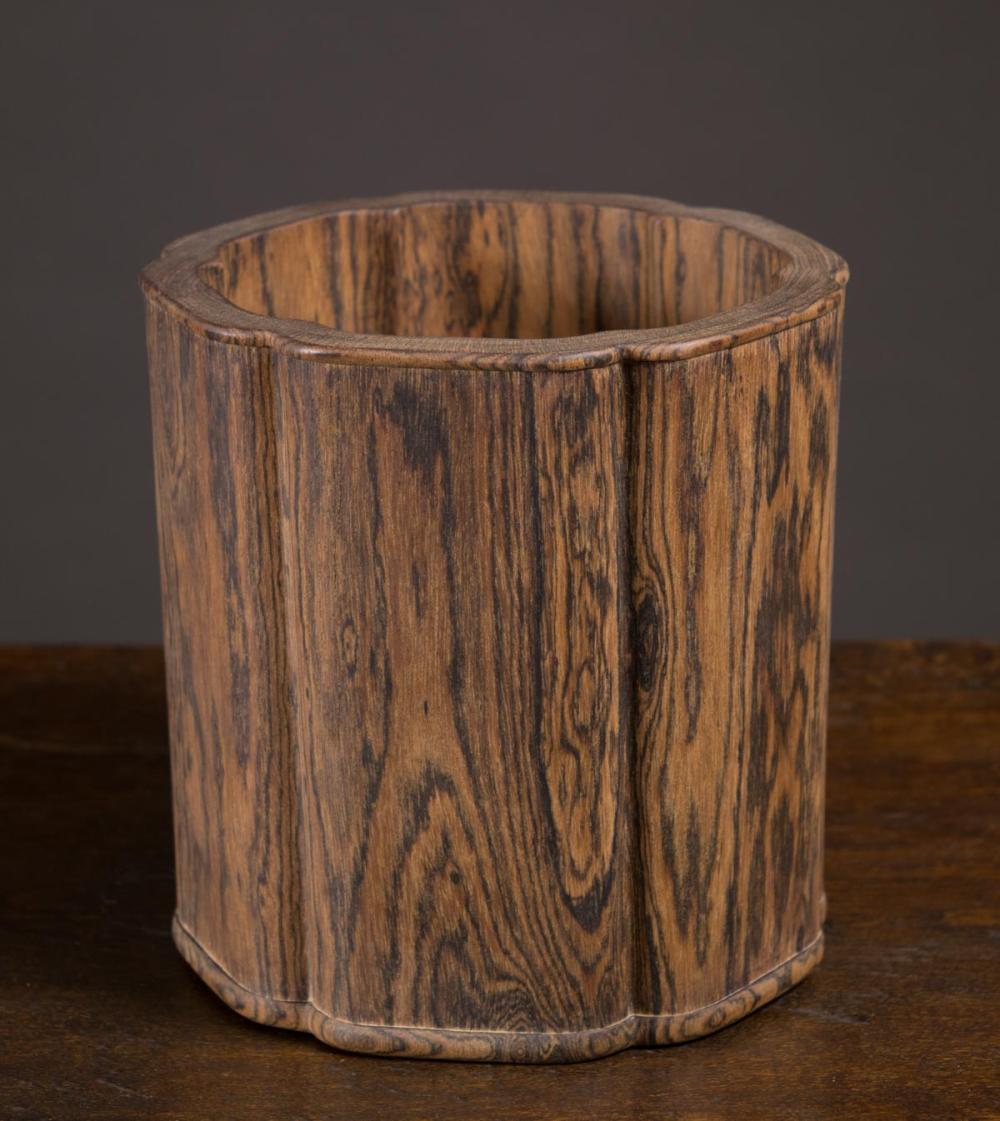 CHINESE HARDWOOD BRUSH POT,