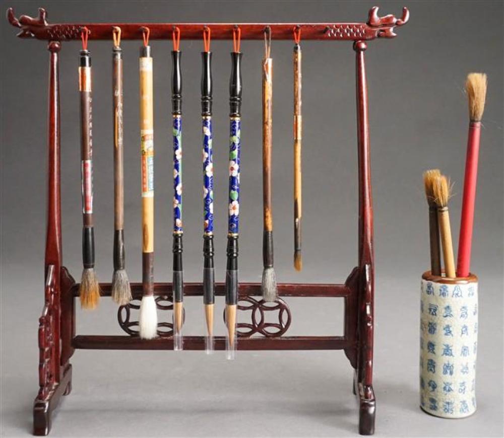 CHINESE HARDWOOD BRUSH STAND WITH