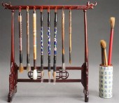 CHINESE HARDWOOD BRUSH STAND W