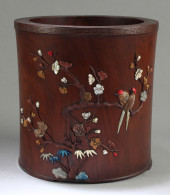 CHINESE HARDWOOD BRUSHPOT WITH