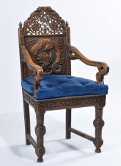 CHINESE HARDWOOD CARVED ARMCHA