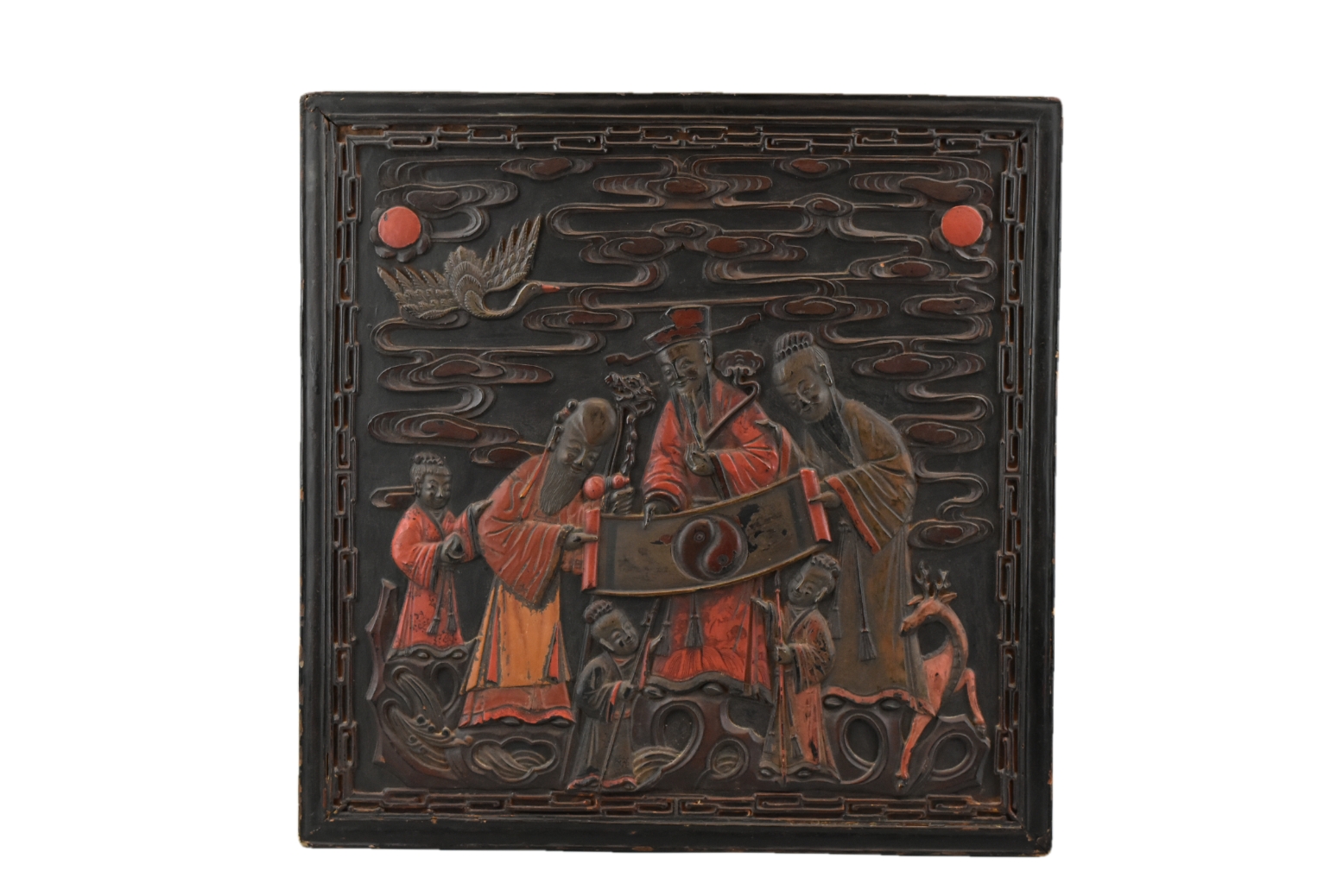 CHINESE HARDWOOD CARVING PANEL W/