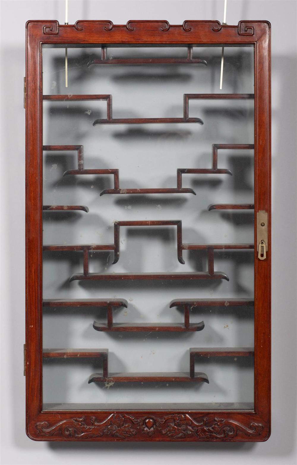 CHINESE HARDWOOD CURIO CABINET WITH